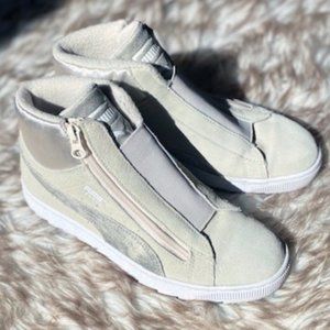 Puma Suede Element Classic High Top Sneakers Beige Women's Size 7